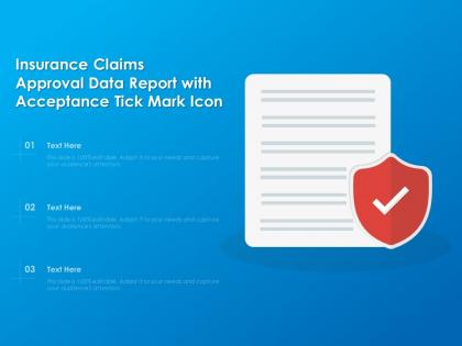 Insurance claims approval data report with acceptance tick mark icon