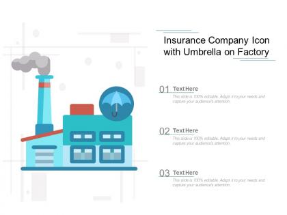 Insurance company icon with umbrella on factory