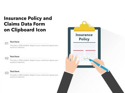 Insurance policy and claims data form on clipboard icon