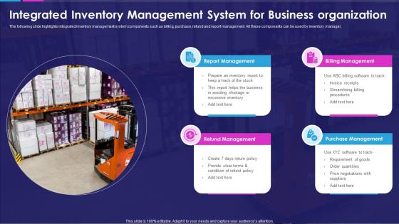Integrated inventory management system for business organization