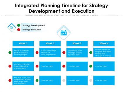 Integrated planning timeline for strategy development and execution