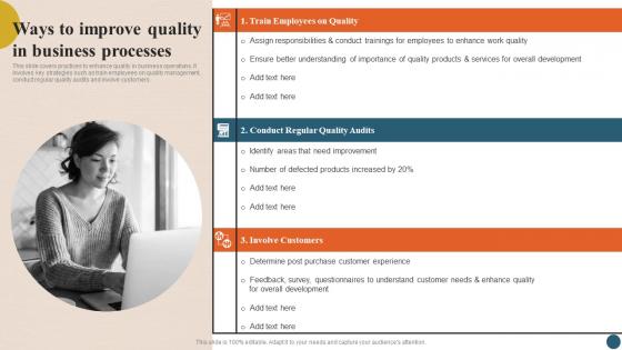 Integrating Quality Management Ways To Improve Quality In Business Processes Strategy SS V