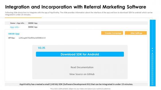 Integration and incorporation with referral appvirality investor funding elevator