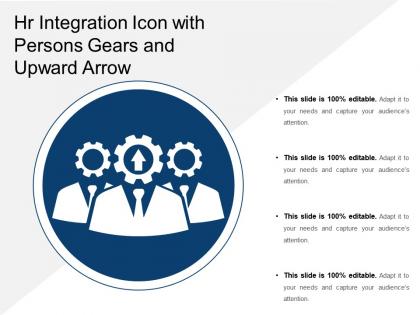 Integration icon with persons gears and upward arrow