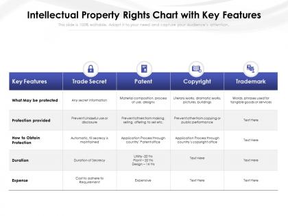 Intellectual property rights chart with key features