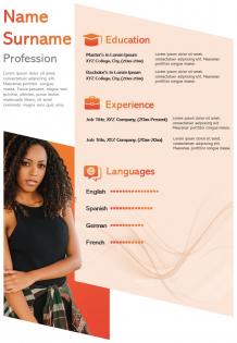 Interactive resume visual template for self introduction