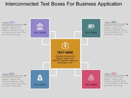 Interconnected text boxes for business application flat powerpoint design