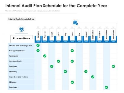 Internal audit plan schedule for the complete year