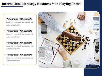 International strategy business man playing chess