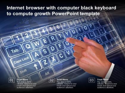 Internet browser with computer black keyboard to compute growth powerpoint template
