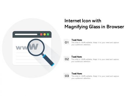Internet icon with magnifying glass in browser