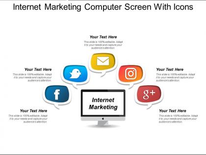 Internet marketing computer screen with icons