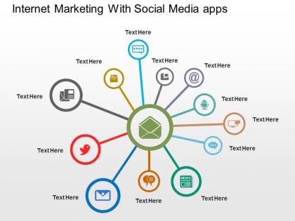 Internet marketing with social media apps flat powerpoint design