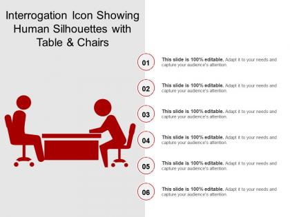 Interrogation icon showing human silhouettes with table and chairs