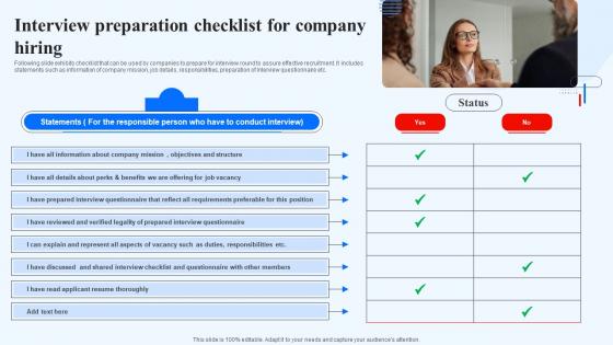 Interview Preparation Checklist For Company Hiring Recruitment Technology
