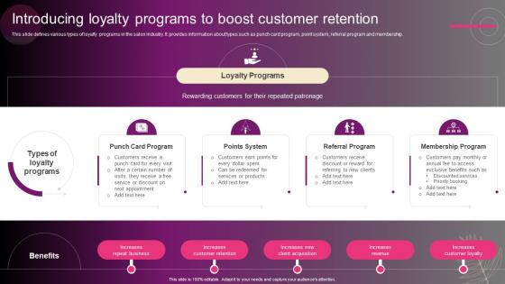 Introducing Loyalty Programs To Boost Customer New Hair And Beauty Salon Marketing Strategy SS