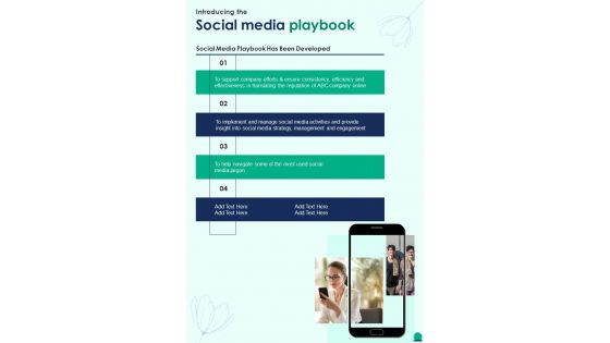 Introducing The Social Media Playbook Social Media Playbook One Pager Sample Example Document