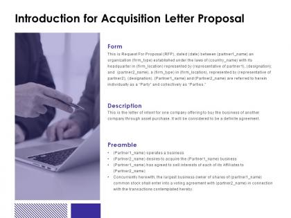 Introduction for acquisition letter proposal business ppt powerpoint slides