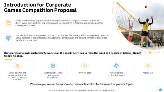 Introduction for corporate games competition proposal ppt slides rules