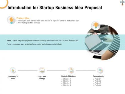 Introduction for startup business idea proposal ppt powerpoint presentation infographics clipart