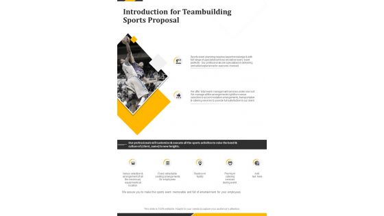 Introduction For Teambuilding Sports Proposal One Pager Sample Example Document