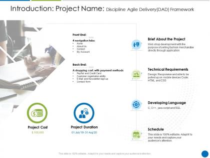 Introduction project name discipline agile delivery dad framework disciplined agile delivery