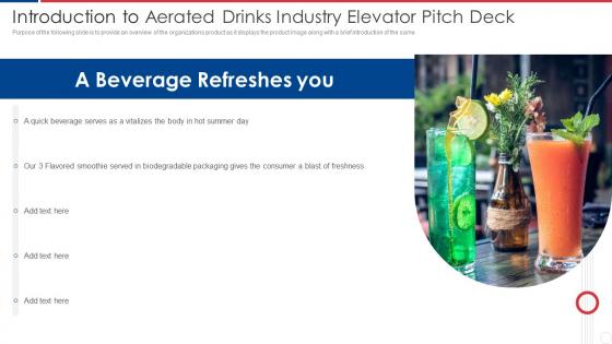Introduction To Aerated Drinks Industry Elevator Pitch Deck