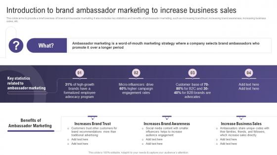 Introduction To Brand Ambassador Marketing Using Social Media To Amplify Wom Marketing Efforts MKT SS V
