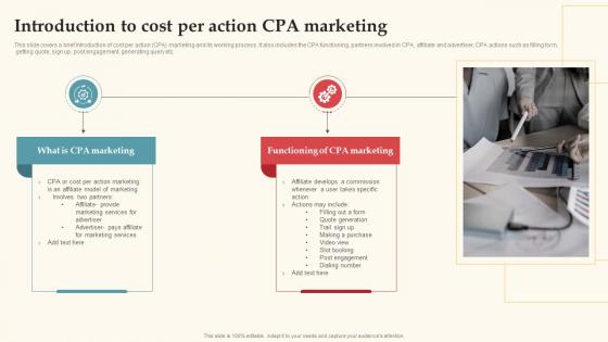 Introduction To Cost Per Action CPA Marketing Complete Guide For Deploying CPA Ppt Designs