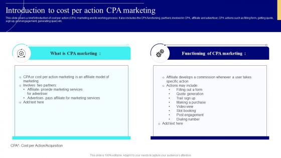 Introduction To Cost Per Action CPA Marketing Strategies To Enhance Business Performance