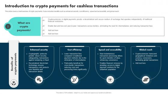 Introduction To Crypto Payments For Cashless Transactions Exploring The Role BCT SS