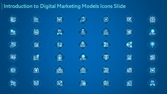 Introduction to digital marketing models icons slide