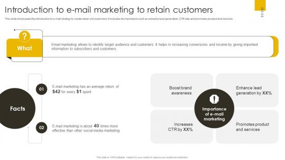 Introduction To E Mail Marketing To Retain Customers Revenue Boosting Marketing Plan Strategy SS V