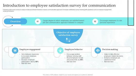 Introduction To Employee Satisfaction Survey Implementation Of Formal Communication