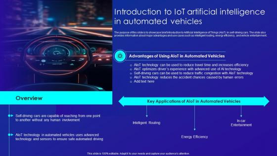 Introduction To IOT Artificial Intelligence In Automated Vehicles Merging AI And IOT