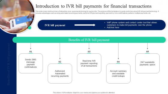 Introduction To IVR Bill Payments For Financial Implementation Of Omnichannel Banking Services