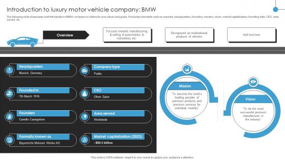Introduction To Luxury Motor Vehicle Company BMW