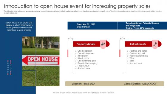 Introduction To Open House Event For Increasing Digital Marketing Strategies For Real Estate MKT SS V