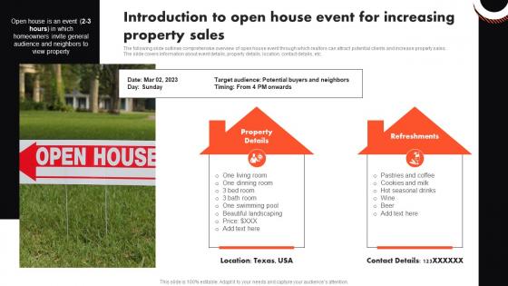 Introduction To Open House Event For Increasing Property Complete Guide To Real Estate Marketing MKT SS V