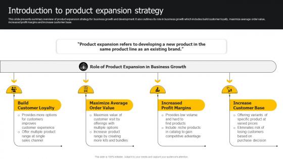 Introduction To Product Expansion Strategy Developing Strategies For Business Growth And Success