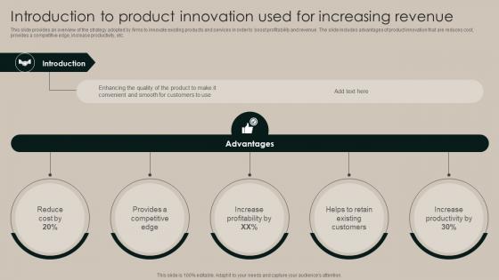 Introduction To Product Innovation Used For Increasing Revenue Implementation Of Market Strategy SS V