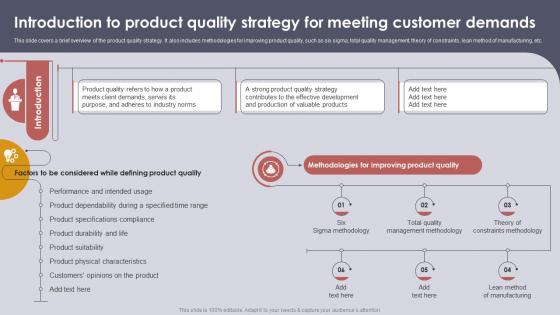 Introduction To Product Quality Setting Strategic Vision For Product Offerings Strategy SS V