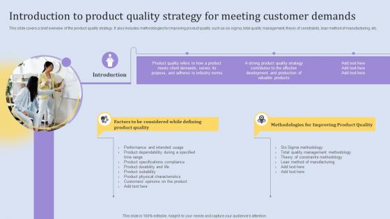 Introduction To Product Quality Strategy For Elements Of An Effective Product Strategy SS V