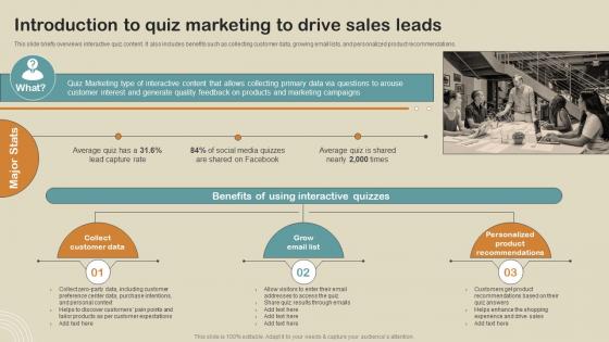 Introduction To Quiz Marketing To Drive Sales Leads Boost Customer Engagement MKT SS