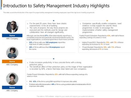 Introduction to safety management industry highlights project safety management in the construction industry it