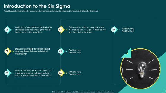 Introduction To The Six Sigma Ppt Powerpoint Presentation Infographic Template