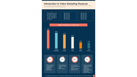 Introduction To Video Marketing Playbook One Pager Sample Example Document