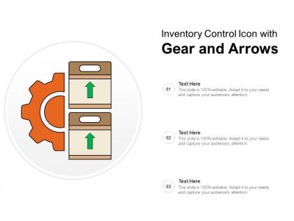 Inventory control icon with gear and arrows
