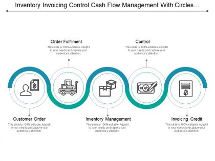 Inventory invoicing control cash flow management with circles and icons
