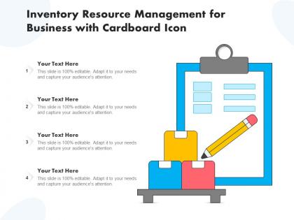 Inventory resource management for business with cardboard icon